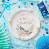 ウィンターオネダーランドパーティーガールピンクスノウ誕生日 ペーパープレート (パーティー)