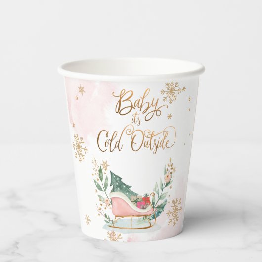 ウィンターオネダーランドパーティーピンク金ゴールドガール誕生日 紙コップ (裏面)