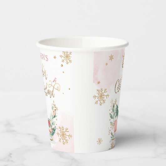 ウィンターオネダーランドパーティーピンク金ゴールドガール誕生日 紙コップ (左)