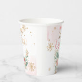 ウィンターオネダーランドパーティーピンク金ゴールドガール誕生日 紙コップ (右)