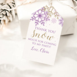 ウィンターオネダーランドパープル金ゴールドスノーフレーク ギフトタグ