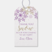 ウィンターオネダーランドパープル金ゴールドスノーフレーク ギフトタグ (正面)