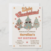 ウィンターオネダーランドヒッパイクリスマスツリー誕生日 招待状 (正面)