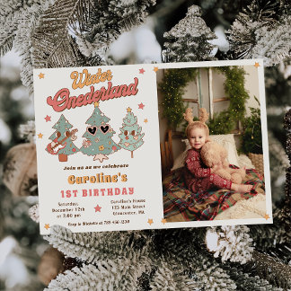 ウィンターオネダーランドヒッパイクリスマスツリー誕生日 招待状