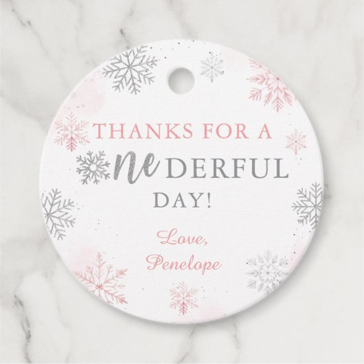 ウィンターオネダーランドピンクシルバーグリッター1st Birthday フェイバータグ (正面)