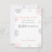 ウィンターオネダーランドピンクシルバーファースト誕生日 サンキューカード (正面)
