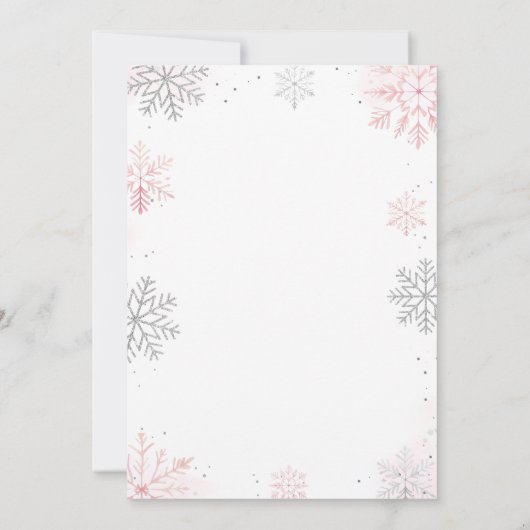 ウィンターオネダーランドピンクシルバーファースト誕生日 招待状 (裏面)