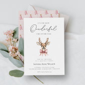 ウィンターオネダーランドピンクボウクリスマス誕生日 招待状