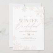 ウィンターオネダーランドピンク金ゴールドグリッター1st誕生日 招待状 (正面)