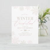 ウィンターオネダーランドピンク金ゴールドグリッター1st誕生日 招待状 (スタンド正面)