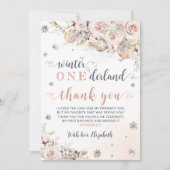 ウィンターオネダーランドピンク金ゴールド誕生日 サンキューカード (正面)