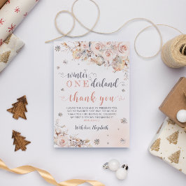 ウィンターオネダーランドピンク金ゴールド誕生日 サンキューカード