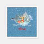 ウィンターオネダーランドファースト誕生日かわいいトナカイ スタンダードカクテルナプキン (正面)