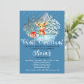 ウィンターオネダーランドファースト誕生日かわいいトナカイ 招待状 (スタンド正面)