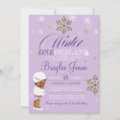 ウィンターオネダーランドファースト誕生日アフリカンアメリカン 招待状 (正面)