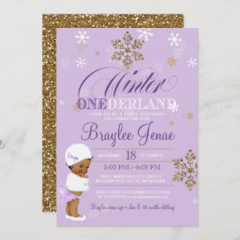 ウィンターオネダーランドファースト誕生日アフリカンアメリカン 招待状