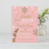 ウィンターオネダーランドファースト誕生日アフリカンアメリカン 招待状 (スタンド正面)