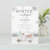 ウィンターオネダーランドファースト誕生日ウッドランド 招待状 (スタンド正面)