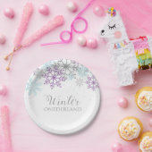 ウィンターオネダーランドファースト誕生日パープルブルー ペーパープレート (パーティー)