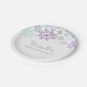 ウィンターオネダーランドファースト誕生日パープルブルー ペーパープレート (アングル)