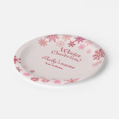 ウィンターオネダーランドファースト誕生日ピンクのスノーフレーク ペーパープレート (アングル)