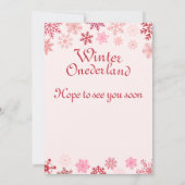 ウィンターオネダーランドファースト誕生日ピンクのスノーフレーク 招待状 (裏面)