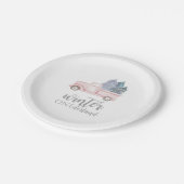 ウィンターオネダーランドファースト誕生日ピンクのトラック ペーパープレート (アングル)