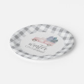 ウィンターオネダーランドファースト誕生日ピンクのトラック ペーパープレート (アングル)