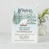 ウィンターオネダーランドファースト誕生日ベアーオンスリー 招待状 (スタンド正面)