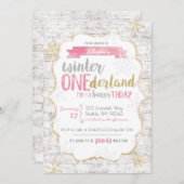 ウィンターオネダーランドファースト誕生日招待状 招待状 (正面/裏面)