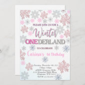 ウィンターオネダーランドファースト誕生日招待状 招待状 (正面/裏面)