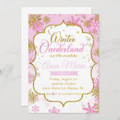 ウィンターオネダーランドファースト誕生日招待状 招待状 (正面/裏面)