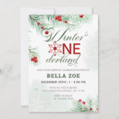 ウィンターオネダーランドファースト誕生日 招待状 (正面)