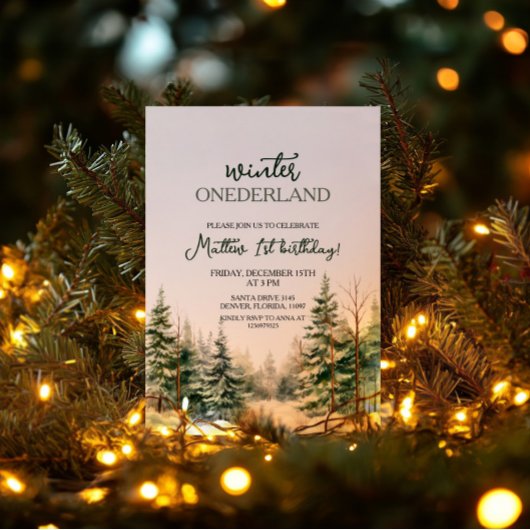 ウィンターオネダーランドファースト誕生日 招待状