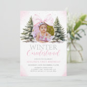 ウィンターオネダーランドフォトガールファースト誕生日 招待状 (スタンド正面)