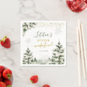 ウィンターオネダーランドフォレストファースト誕生日紙 スタンダードカクテルナプキン (インサイチュ)