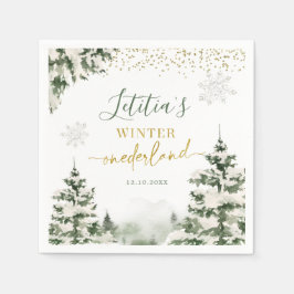 ウィンターオネダーランドフォレストファースト誕生日紙 スタンダードカクテルナプキン