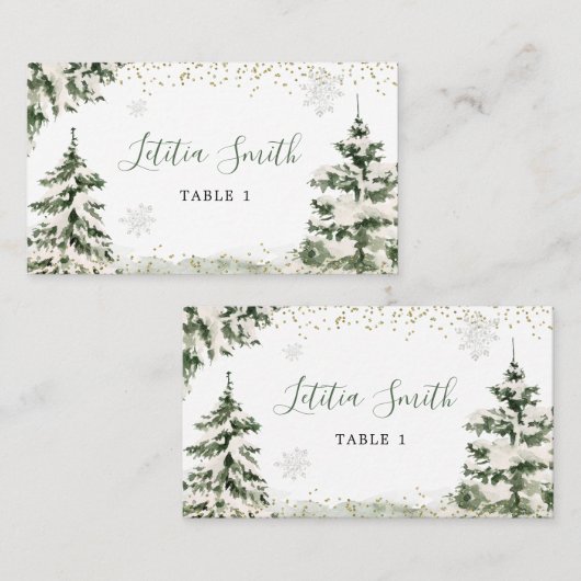 ウィンターオネダーランドフォレストファースト誕生日 プレイスカード (正面/裏面)