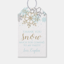 ウィンターオネダーランドブルーと金ゴールドスノーフレークラベル ギフトタグ