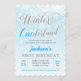 ウィンターオネダーランドブルーボーイファースト誕生日パーティー 招待状