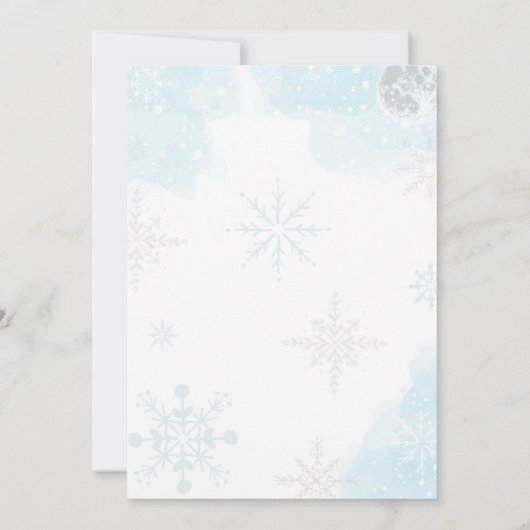 ウィンターオネダーランドブルーポーラーベア誕生日 招待状 (裏面)