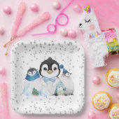 ウィンターオネダーランドペンギン誕生日 ペーパープレート (パーティー)