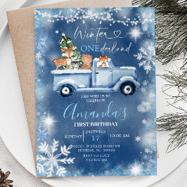 ウィンターオネダーランドホワイトスノーフレーク誕生日 招待状