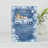 ウィンターオネダーランドホワイトスノーフレーク誕生日 招待状 (スタンド正面)