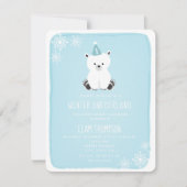 ウィンターオネダーランドポーラベアブルーファースト誕生日 招待状 (正面)
