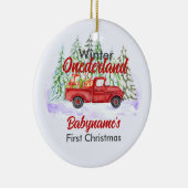 ウィンターオネダーランド初めてのクリスマスレッドトラック セラミックオーナメント (右)