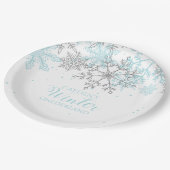 ウィンターオネダーランド最初の誕生日ブルーとシルバーP ペーパープレート (アングル)