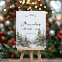 ウィンターオネダーランド誕生日ウェルカムサイン ポスター