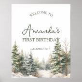 ウィンターオネダーランド誕生日ウェルカムサイン ポスター (正面)