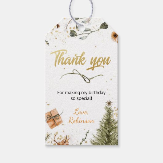 ウィンターオネダーランド誕生日サンキューユーメッセージカード ギフトタグ (正面)